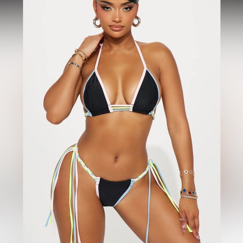 Fashion Nova Raia Braided 2 Piece Bikini - Black/combo